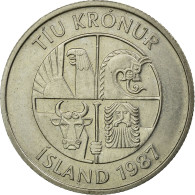 Monnaie, Iceland, 10 Kronur, 1987, TTB, Copper-nickel, KM:29.1 - Iceland