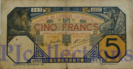 FRENCH WEST AFRICA 5 FRANCS 1929 PICK 5Bf VG/F W/HOLES - États D'Afrique De L'Ouest