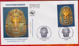 FDC-Carte Maximum Card # 2022-France-ART-ARCHEOLOGIE-Tombeau (tomb) Du Pharaon TOUTÂNKHAMON - Masque En Or -Golden Mask - 2020-…