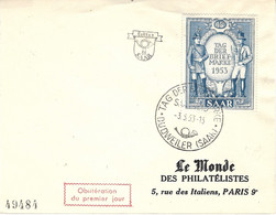 1953 - Enveloppe 1 Er Jour ( F D C )   Y & T N°321  15f. Bleu - FDC