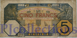 FRENCH WEST AFRICA 5 FRANCS 1932 PICK 5Bf VG W/HOLES - États D'Afrique De L'Ouest