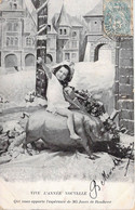 CPA - ENFANT - Une Jeune Fille Assise Sur Le Dos D'un Cochon Souhaite La Bonne Année Nouvelle - Humorous Cards