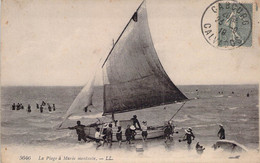 CPA - Bateau - La Plage  à Marée Montante - Cabourg ? - 14 - 1918 - Carte Animée - Voilier - Sailing Vessels