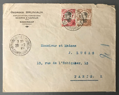 Indochine, Divers Sur Enveloppe TAD ANGKOR-LES-RUINES, Cambodge 28.2.1927 Pour La France - (B3150) - Storia Postale