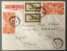 Indochine, Divers Sur Enveloppe TAD SIEMREAP-ANGKOR, Cambodge 29.3.1948 Pour La France - (B3157) - Covers & Documents