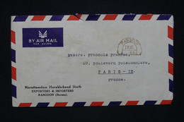 BIRMANIE - Enveloppe Commerciale De Rangoon Pour La France Par Avion, Affranchissement Au Verso- L 126316 - Birmania (...-1947)