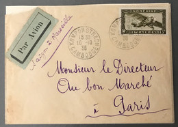 Indochine, Divers Sur Enveloppe TAD KOMPONG TRACH, Cambodge 10.10.1938, Pour La France - (B3216) - Covers & Documents