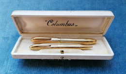 PENNA STILOGRAFICA & PORTAMINA COLUMBUS ORO 1950 FOUNTAIN PEN & PENCIL SET ITALY - Stylos