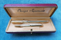 PENNA STILOGRAFICA & PORTAMINA OMEGA SUPERNOVA ORO 1950 PEN & PENCIL MADE IN ITALY - Stylos