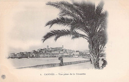 CPA Précurseur - 06 - CANNES - Vue Prise De La Croizette - Animée - Homme Et Femme Au Parapluie - Dos Non Divisé - Cannes