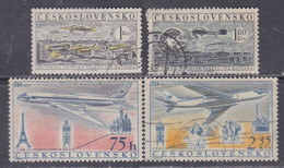 Tchécoslovaquie PA  N° 45 / 48 O,  Les 4 Valeurs Oblitérées, TB - Poste Aérienne