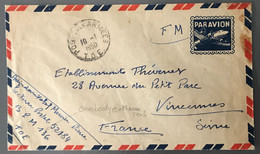 Indochine, Divers Sur Enveloppe BPM 136 (Phnom Penh) 10.1.1950 Pour La France - (B3262) - Brieven En Documenten