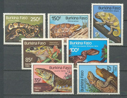 BURKINA FASO 1985 FAUNA REPTILES - YVERT: 662/665 + Aereos 302/304 - Burkina Faso (1984-...)