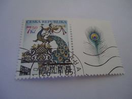 CZECH  REPUBLIC USED  STAMPS BIRDS  WITH POSTMARK  AND LEBEL - Pavos Reales