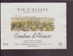 ETIQUETTE VIN CENTON D ALSACE OBERMORSSCHWIHR - Gewurztraminer