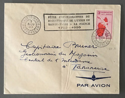 Madagascar PA N°21 Sur Enveloppe TAD SAINTE-MARIE 7.11.1950 + Flamme Commémorative - (B3348) - Brieven En Documenten