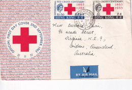 HONG KONG 1963 RED CROSS FDC COVER TO AUSTRALIA. - Covers & Documents