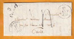 1843 - Cursive 2 COINCY (25 Mm) Aisne Sur Lettre Amicale De 3 Pages Pour Paris (60) Via Oulchy T12 - 1801-1848: Vorläufer XIX
