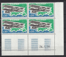 MONACO N° 644 - RALLYE AERIEN - Bloc De 4 COIN DATE - NEUF ** - 24/1/64 - Unused Stamps