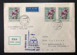 CZECHOSLOVAKIA, « 20 Years CSA First Flight PRAHA - SOFIA », 1968 - Poste Aérienne