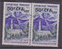 Paire De Timbres CFA Réunion Oblitérés N° 352A 50F CFA Sur 1F - Otros & Sin Clasificación