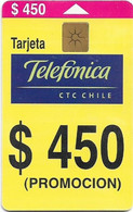 Chile - Telefónica - Promocion Nacional, Gem1B White/Gold, Exp. 12.2001, 450Cp$, 350.000ex, Used - Cile