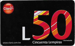 Honduras - Claro - Black 50 (Barcode Not In Box), GSM Refill 50H Lempira, Used - Honduras