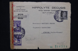 TURQUIE - Devant D'enveloppe Commerciale De Istanbul Pour La France En 1942 Avec Contrôle Allemand  - L 126353 - Lettres & Documents