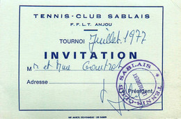 Les Sables D'olonne * Tennis Club Sablais * Carte Du Tournoi De Juillet 1977 , Invitation Mr GOUTROT * Tennis Sport - Sables D'Olonne