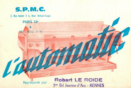 Paris 11ème * L'AUTOMATIC Machine à Café , Café Rue Amelot & Richard Lenoir * Cachet Rennes * Carte De Visite Ancienne - Arrondissement: 11