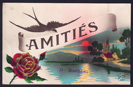 +++ CPA - Fantaisie - Amitiés D' HECHTEL - EKSEL - Oiseau - Rose // - Hechtel-Eksel