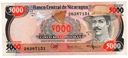 Nicaragua Billete 5000 Cordobas Año 1987 - Chile
