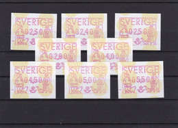 ATM 1, 8 Werte Zwischen 2,30 SKr. Und 5,50 SKr., Postfrisch - Machine Labels [ATM]