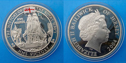 BAILIWICK OF JERSEY 5 P 2004 ARGENTO HMS VICTORY THE HISTORY OF THE ROYAL NAVY PESO 28,28 TITOLO 925 CONSERVAZIONE COME - Jersey