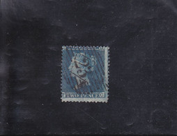 VICTORIA 2 P BLEU OBLITéRé,  N° 15 YVERT ET TELLIER 1855-58 - Used Stamps