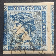 AUSTRIA 1851 - Canceled - ANK 6 - Blauer Merkur - Zeitungsmarken