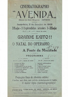 Program Cinematographo ''Avenida'' 1908 Espinho 3 Explendidas Sessões - Programs