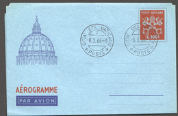 1966  Aerogramme 100lira  St Peter Dome  Cancelled, Not Adressed - Interi Postali