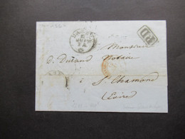 Schweiz 1866 Faltbrief Mit Inhalt PD Brief Basel - Saint Chamond Vorne 4 Stempel / Rückseitig 3 Stempel - Briefe U. Dokumente