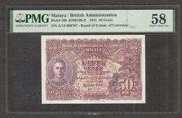 Malaya British Administration 50 Cents 1941 PMG 58 Ch AUNC - Malaysia