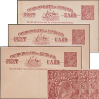 Australie 1922. 3 Entiers Postaux à 1½ Penny à L'effigie De George V. 3 Couleurs Différentes. Kangourou Et émeu - Autruches