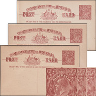 Australie 1922. 3 Entiers Postaux à 1½ Penny à L'effigie De George V. 3 Couleurs Différentes. Kangourou Et émeu - Ostriches