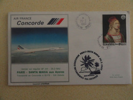 PLI CONCORDE TRANSPORTE A BORD DU DERNIER VOL PARIS/SANTA MARIA  DU 26/03/82 - Concorde