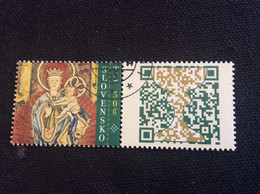 SK 2018 YT 753A + Vignette QR-code Oblitéré Noël Christmas Vêtement Liturgique Vierge à L’enfant - Gebruikt