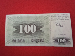 Ancien Billet 100 DINARA  BOSNIAQUE BOSNIE HERZÉGOVINE 1992 (bazarcollect28) - Bosnie-Herzegovine