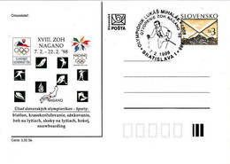 Slovakia 1998. Postal Stationery Card, Olympic Games Nagano 1998, Stamp Of The Opening Of The Olympic Games - Briefe U. Dokumente