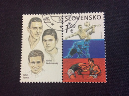 SK 2017 Oblitéré YT 720 + Vignette Légendes Du Sport Football Hockey Boxe Kvasnak Nedomansky Torma - Used Stamps