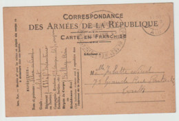 01 – BELLEY – Guerre 1914/18 - Carte De Franchise De Correspondance Militaire (1918) Avec Au Verso Cachet Du 133eme RI – - Belley
