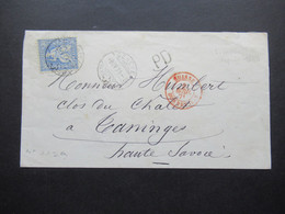 Schweiz 1871 Michel Nr.33 EF Auslandsbrief Geneve - Taninges Mit Ank. Stempel PD Brief Roter K2 Suisse Bonneville - Lettres & Documents