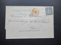 Schweiz 1871 Michel Nr.33 EF Auslandsbrief Mit Inhalt Geneve - Lyon Mit Ank. Stempel PD Brief Roter K2 Suisse Lyon - Briefe U. Dokumente